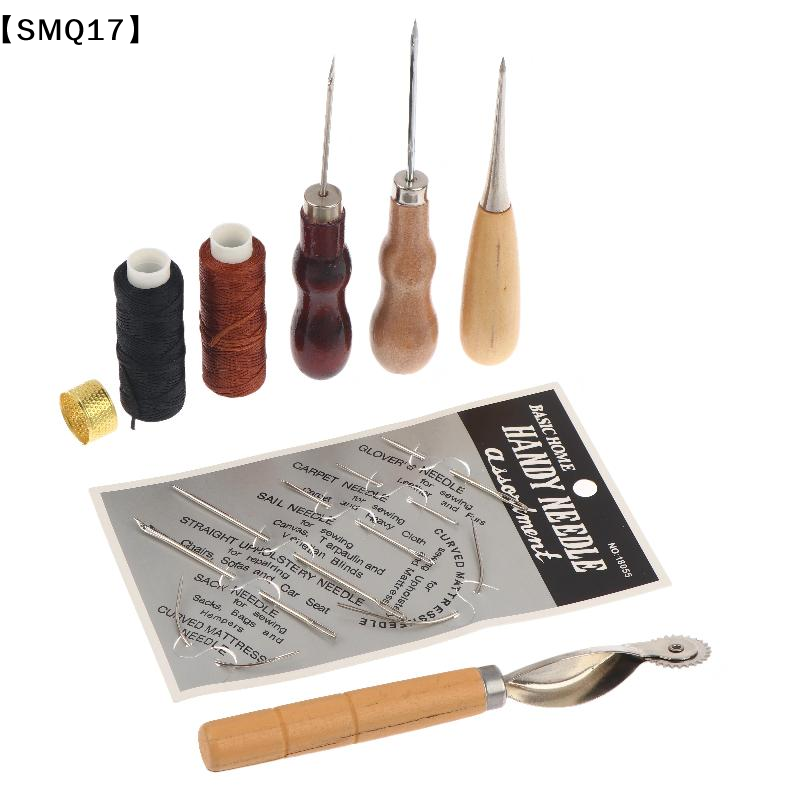 Groover Stitching Tool - Leren naaigereedschapset met houten handgrepen, naalden,