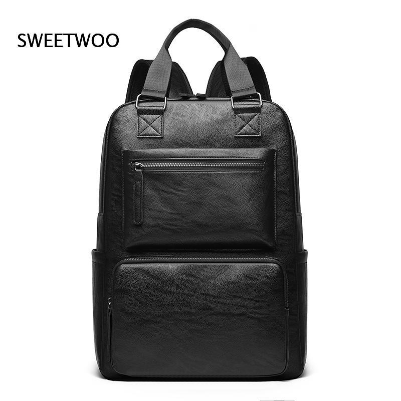 Leather Work Rucksack Mens - Herentas van kunstleer voor laptops, met